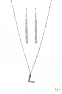 Leave Your Initials-(L) silver Necklace And Earrings