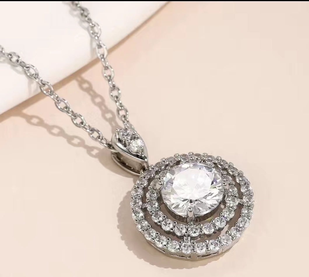 BLISS- Moissanite Solitaire Necklace 925 Silver Plated