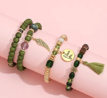 Load image into Gallery viewer, Boho LOVE- Green beaded Charm Bracelets
