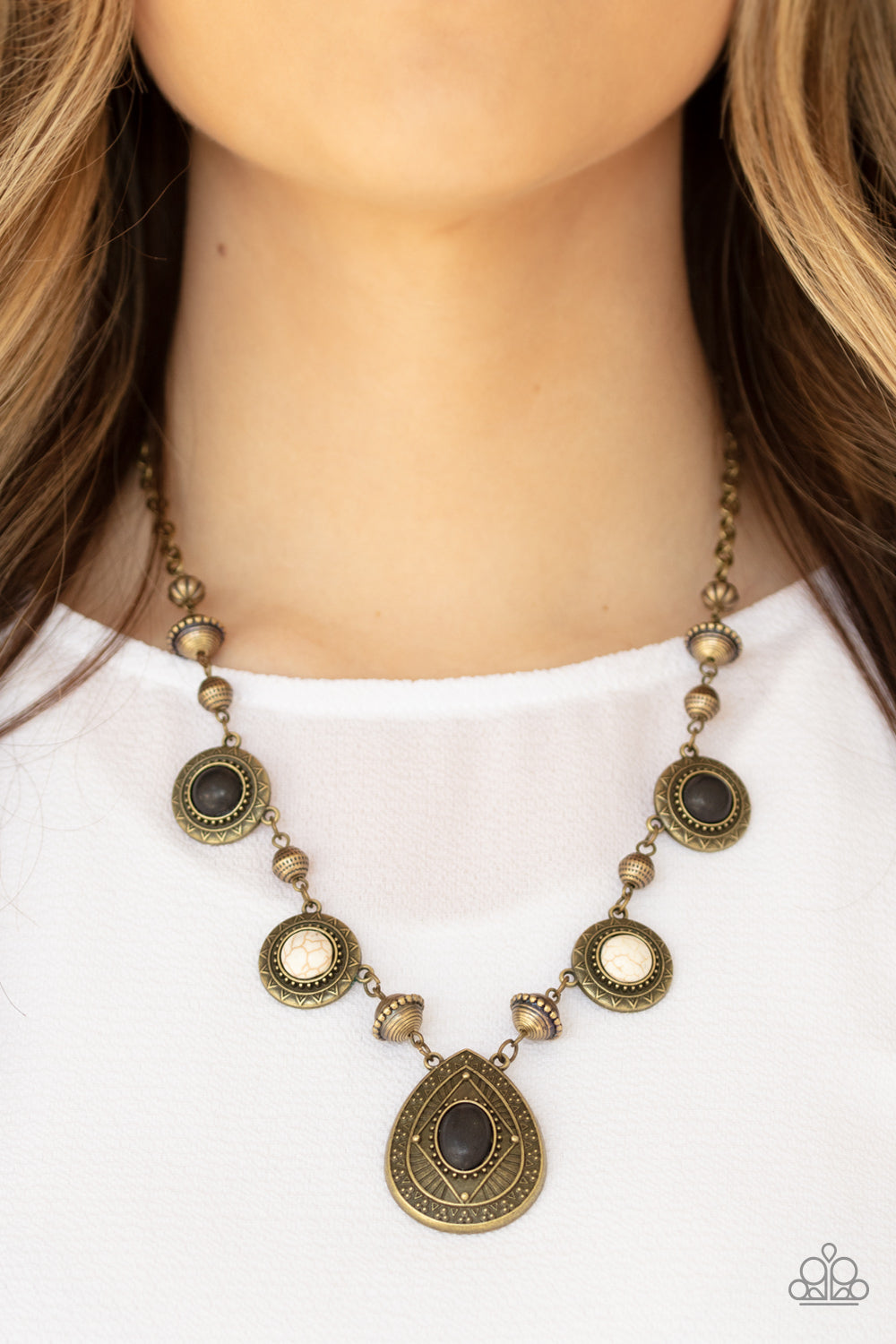 Mayan Magic- Multi Brass  Necklace And Earrings
