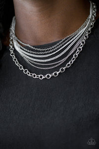 Intensely Industrial- Silver And White Necklace And Earrings