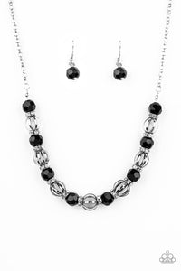 Metro Majestic- Black/Bling Necklace And Earrings
