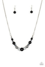 Load image into Gallery viewer, The Big-Leaguer- Black And Silver Necklace And Earrings
