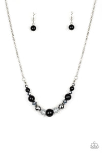 The Big-Leaguer- Black And Silver Necklace And Earrings