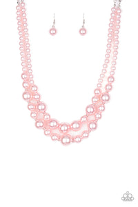 The More The Modest- Pink Pearl Necklace And Earrings