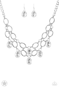 Show-Stopping Shimmer- Silver(Bling) Necklace And Earrings