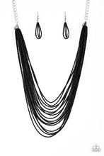 Cargar imagen en el visor de la galería, Peacefully Pacific- Black Necklace and Earrings
