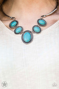 River Ride- Blue, Silver Necklace And Earrings