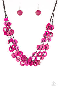 Wonderfully Walla Walla- Pink Wood Necklace And Earrings