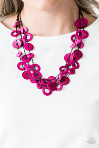 Wonderfully Walla Walla- Pink Wood Necklace And Earrings