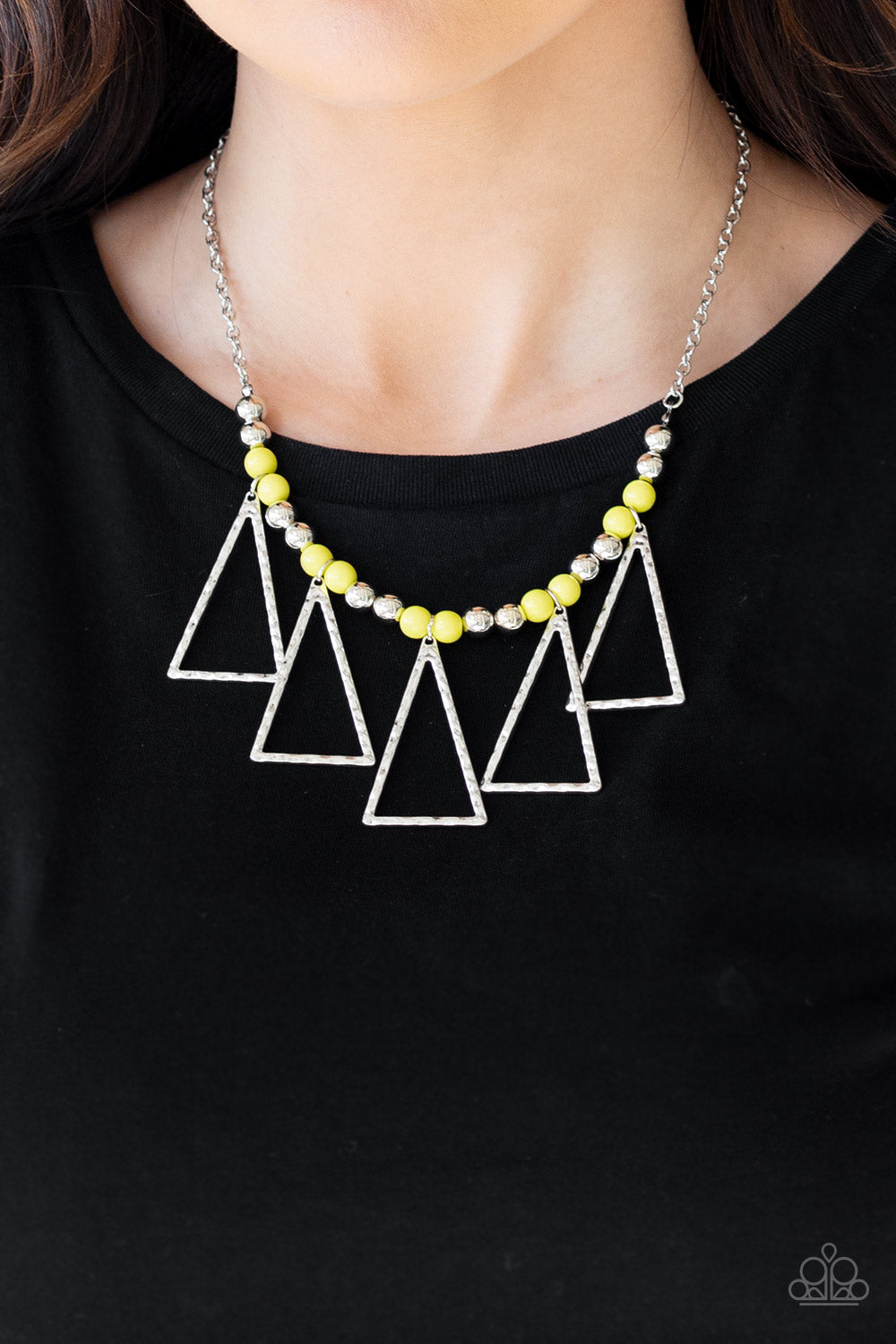 Terra Nouveau- (Yellow And Silver) Necklace And Earring Set