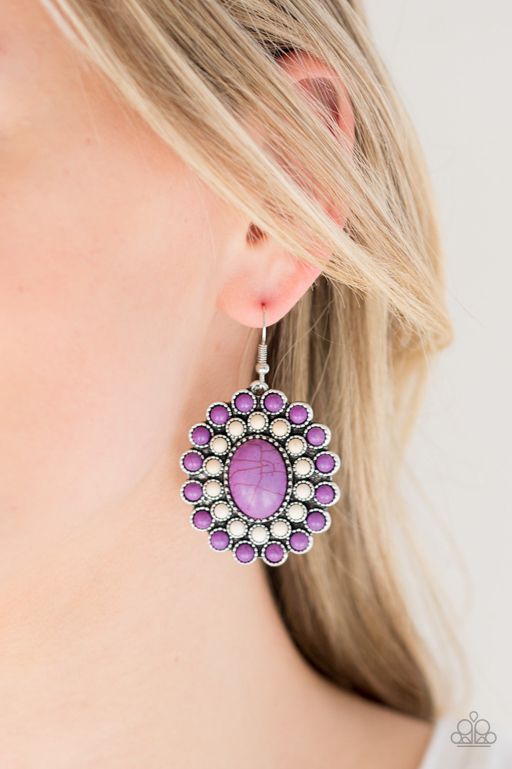 Stone Solstice- Purple And White Earrings