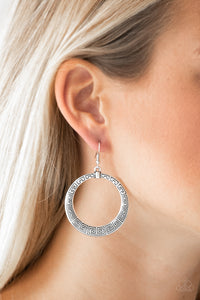 Mayan Mantra - Silver Hoop Earrings