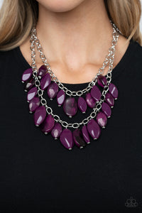 Palm Beach Beauty- Purple Necklace And Earrings