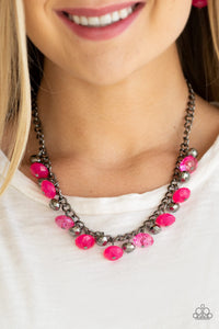 Runaway Rebel- Pink Necklace And Earrings