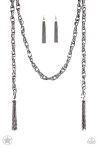 Scarfed For Attention- Gunmetal Necklace And Earrings