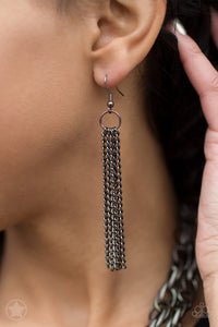 Scarfed For Attention- Gunmetal Necklace And Earrings