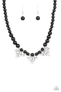 Society Socialite- Black/Bling Necklace And Earrings