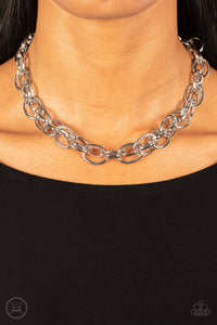 Tough Crowd- Silver Choker Necklace And Earrings