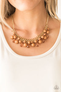 Tour De Trendsetter- Brown Necklace And Earrings