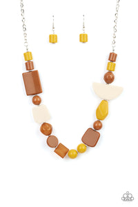 Tranquil Trendsetter- Yellow Necklace And Earrings