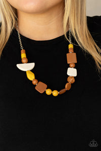 Tranquil Trendsetter- Yellow Necklace And Earrings