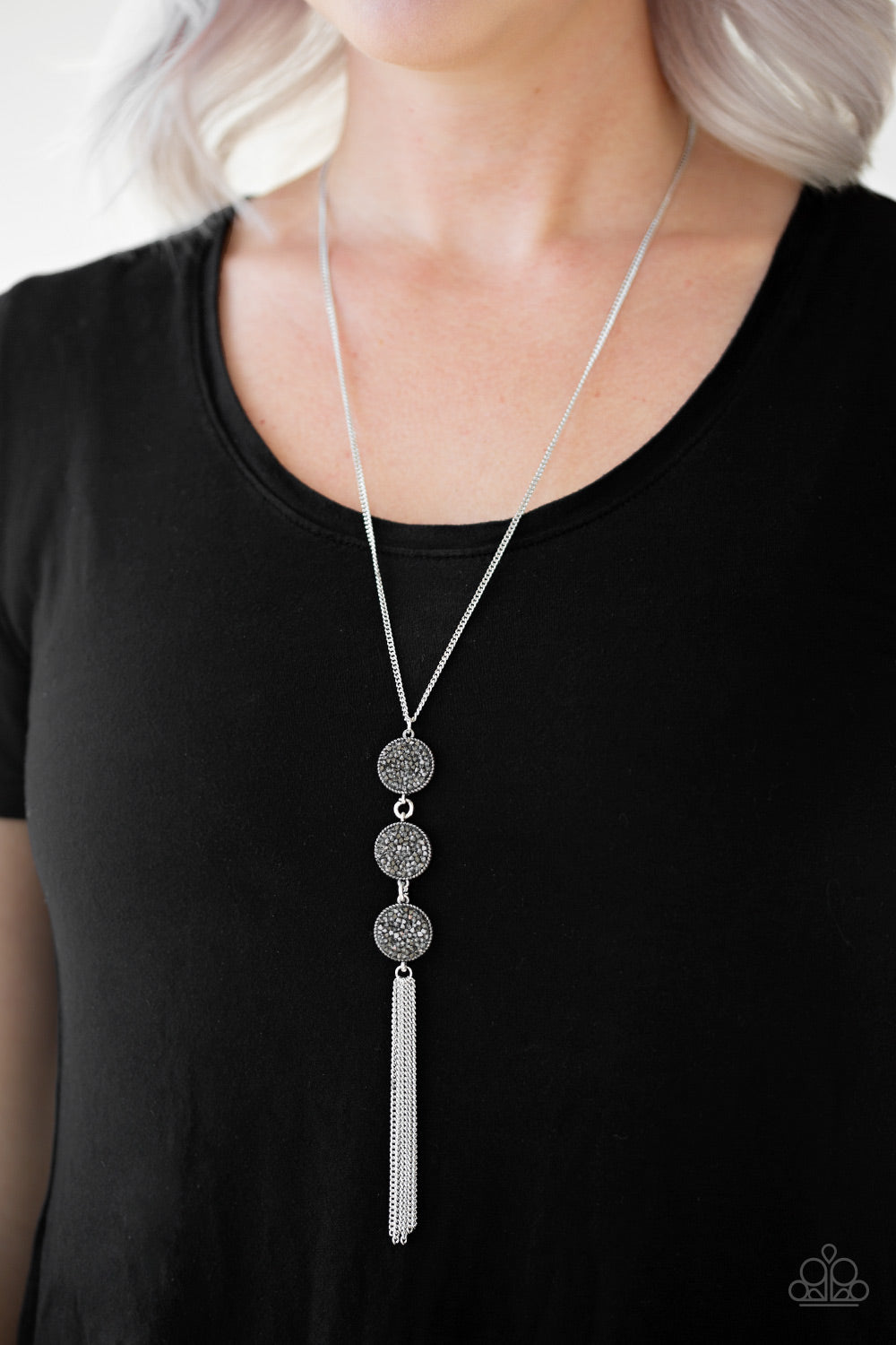 Triple shimmer- Silver/Hematite Necklace And Earrings