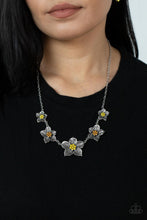 Load image into Gallery viewer, Wallflower Wonderland- Yellow/Orange And Silver Necklace And Earrings
